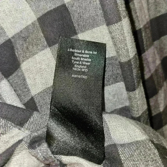 Barbour Men's Twill Flannel 100% Cotton Button Shirt Charcoal Buffalo Check XXL - Picture 6 of 7